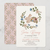 Een Bunny Floral met 1 september Kaart (Voorkant / Achterkant)