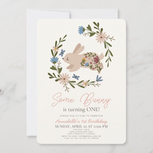 Een Bunny Floral met 1 september Kaart (Voorkant)