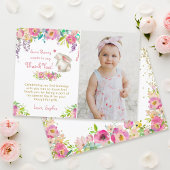 Een Bunny Flowers Birthday Foto bedankt