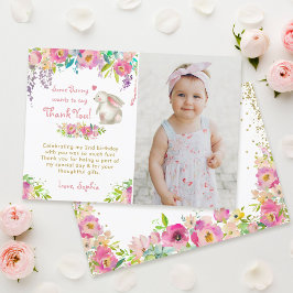 Een Bunny Flowers Birthday Foto bedankt