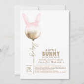 Een Bunny Gold Balloon Elegant Spring Baby shower Kaart (Voorkant)