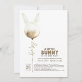 Een Bunny Gold Balloon Elegant Spring Baby shower Kaart (Voorkant)