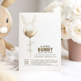 Een Bunny Gold Balloon Elegant Spring Baby shower Kaart