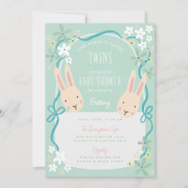 Een Bunny heeft een Baby shower met tweelingen Kaart