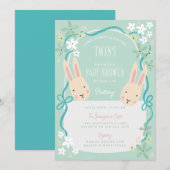 Een Bunny heeft een Baby shower met tweelingen Kaart (Voorkant / Achterkant)