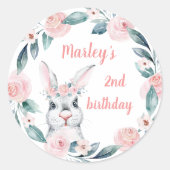 Een Bunny heeft een verjaardag, elke Leeftijd. Ronde Sticker (Voorkant)