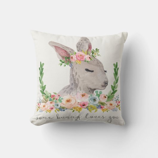 Een Bunny houdt van Boho Woodland Nursery Pillow Kussen (Voorkant)