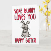Een Bunny houdt van je, grappige Pasen Kaart (Gele Bloem)