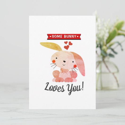 Een Bunny houdt van je grappige Whimsy Valentijnsd Feestdagenkaart (Staand voorkant)