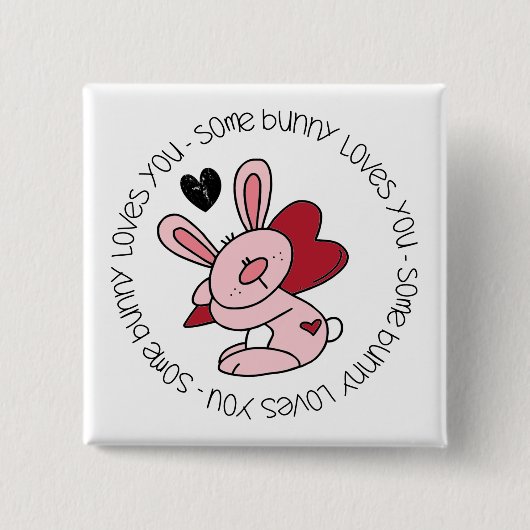 Een Bunny houdt van je Vierkante Button 5,1 Cm (Voorkant)