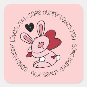 Een Bunny houdt van je Vierkante Sticker