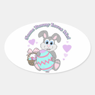 Een Bunny houdt van me. Paasbunny Ovale Sticker