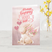 Een Bunny houdt van me Valentijnsdag Pasen Kaart (Gele Bloem)