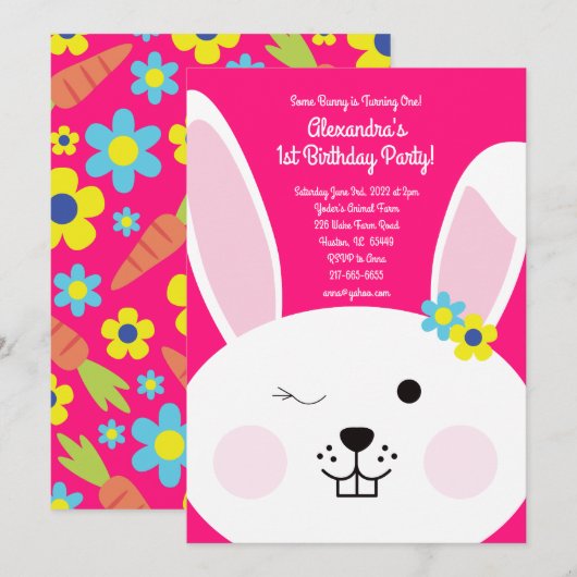 Een Bunny is een 1e verjaardag konijnenuitvindinge Kaart (Voorkant / Achterkant)