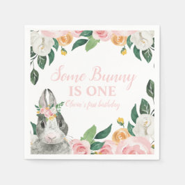 Een Bunny is een Floral eerste verjaardag Servet