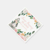 Een Bunny is een Floral eerste verjaardag Servet (Hoek)