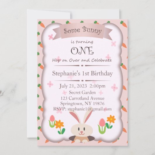 Een Bunny is één uitnodiging, één verjaardag Kaart (Voorkant)