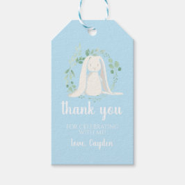 Een Bunny is een verjaardagsgunst, blauw Cadeaulabel