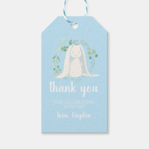 Een Bunny is een verjaardagsgunst, blauw Cadeaulabel