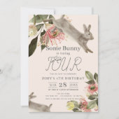 Een Bunny Pink Floral Girl Birthday Kaart (Voorkant)