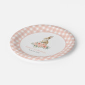 Een Bunny Pink Floral Girl Birthday Papieren Bordje (Gekanteld)