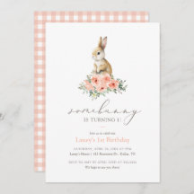 Een Bunny Pink Floral Girl Birthday Party