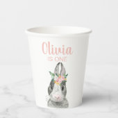 Een Bunny Pink Gingham Floral eerste verjaardag Papieren Bekers (Voorkant)