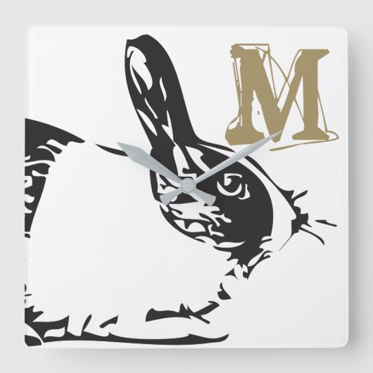 Een Bunny Rabbit en een Monogram Vierkante Klok (Voorkant)