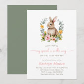 Een Bunny Special Floral baby shower Kaart (Voorkant / Achterkant)