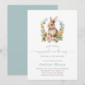 Een Bunny Special Floral baby shower Kaart (Voorkant / Achterkant)