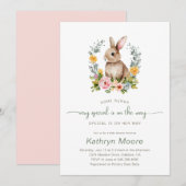 Een Bunny Special Floral baby shower Kaart (Voorkant / Achterkant)