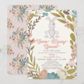 Een Bunny Special Floral Girl Baby shower Kaart (Voorkant / Achterkant)