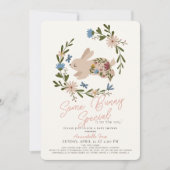 Een Bunny Special Floral Wreath Baby shower Kaart (Voorkant)