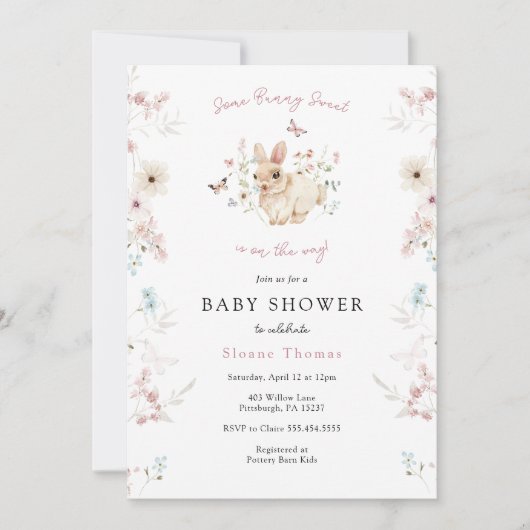 Een Bunny Sweet Baby shower-uitnodiging Kaart (Voorkant)