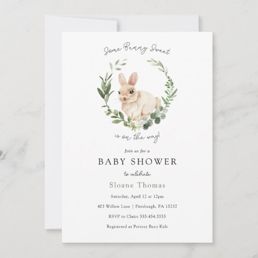 Een Bunny Sweet Baby shower-uitnodiging Kaart (Voorkant)