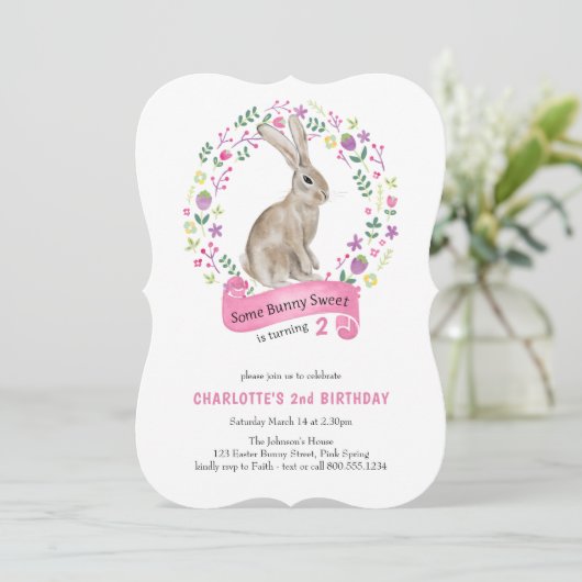 Een Bunny Sweet  Girl Birthday Kaart (Staand voorkant)