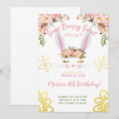 Een Bunny Sweet Gold Floral konijnengezicht Birthd Kaart (Voorkant / Achterkant)