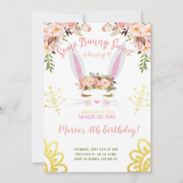 Een Bunny Sweet Gold Floral konijnengezicht Birthd Kaart