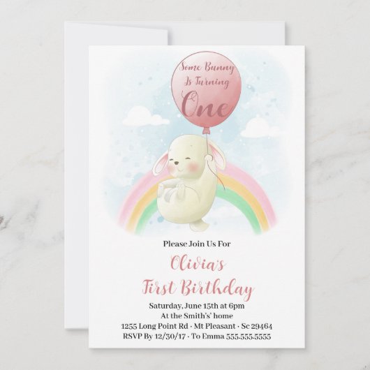 Een Bunny verandert 1 Bunny 1st Birthday Kaart (Voorkant)