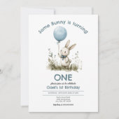 Een Bunny verandert een Bunny 1st Birthday party Kaart (Voorkant)