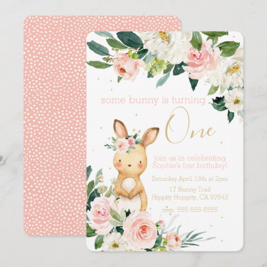 Een Bunny verandert een eerste verjaardag voor mei Kaart (Voorkant / Achterkant)