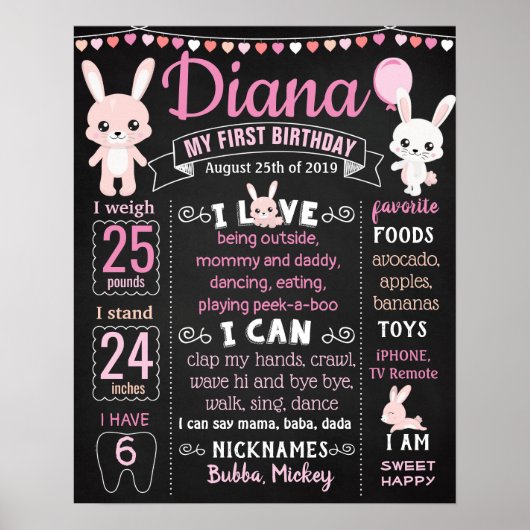 Een Bunny verandert een Ester Birthday-teken Poster (Voorkant)