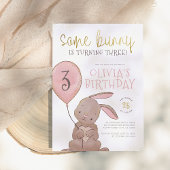 Een Bunny Waterverf Pink & Gold Birthday Party Kaart