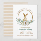 Een Bunny Waterverf Wreath Invitation Kaart (Voorkant / Achterkant)