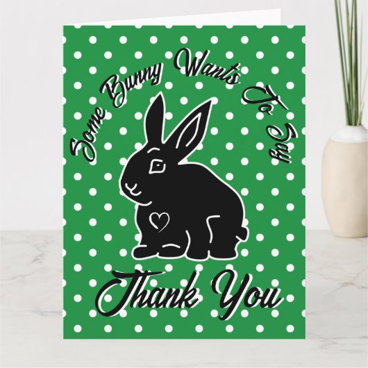 Een Bunny wil je bedanken, Green Polka Dot Bedankkaart (Voorkant)