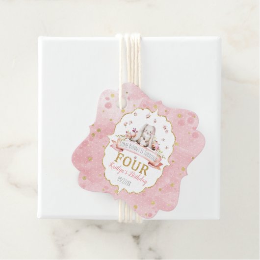 Een Bunny wordt vier vierde verjaardag Bedankjes Labels (In situ)