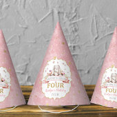 Een Bunny wordt vier vierde verjaardag Feesthoedjes