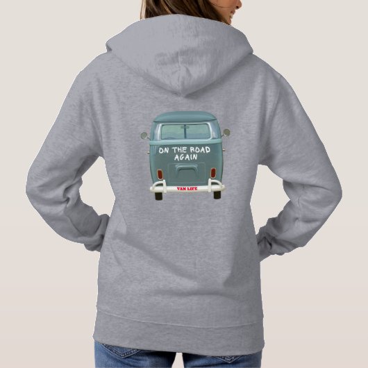 Een busje genaamd Gogh. Camping en Surfer Unisex Hoodie (Achterkant)