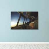 Een C-130 Hercules-piloot scant de horizon Canvas Afdruk (Insitu (Houten vloer))