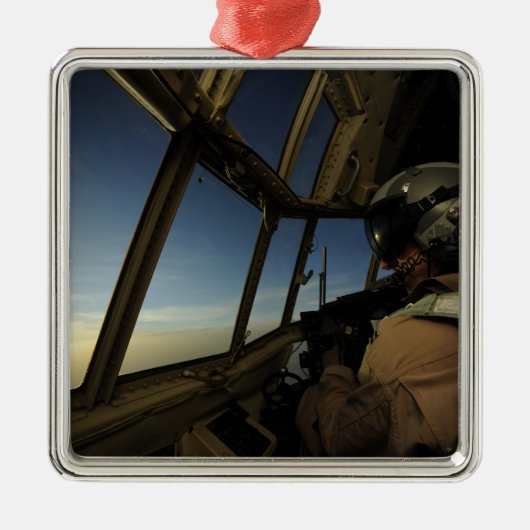 Een C-130 Hercules-piloot scant de horizon Metalen Ornament (Voorkant)